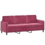 3-Sitzer-Sofa aus rotem Samt, 180 cm von , Sofas - Ref: Foro24-359456, Preis: 257,14 €, Rabatt: %