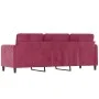 Red velvet 3-seater sofa 180 cm by , Sofas - Ref: Foro24-359456, Price: 257,14 €, Discount: %