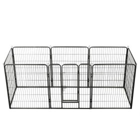 Hundegehege 8 Stahlplatten 80x100 cm schwarz von vidaXL, Hundehütten und Zäune - Ref: Foro24-170574, Preis: 203,98 €, Rabatt: %