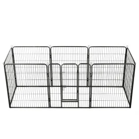 Hundegehege 8 Stahlplatten 80x100 cm schwarz von vidaXL, Hundehütten und Zäune - Ref: Foro24-170574, Preis: 200,40 €, Rabatt: %