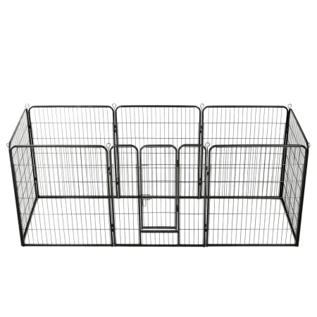 Hundegehege 8 Stahlplatten 80x100 cm schwarz von vidaXL, Hundehütten und Zäune - Ref: Foro24-170574, Preis: 200,40 €, Rabatt: %