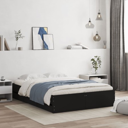 Schwarzes Holzwerkstoffbett mit Schubladen 120x200 cm von , Betten und Lattenroste - Ref: Foro24-3207281, Preis: 242,61 €, Ra...