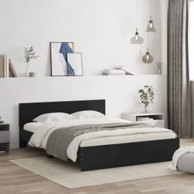 Bed frame with black headboard 150x200 cm by , Beds and slatted bases - Ref: Foro24-3207477, Price: 159,55 €, Discount: %