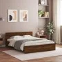 Bed frame with oak brown headboard 150x200 cm by , Beds and slatted bases - Ref: Foro24-3207482, Price: 220,23 €, Discount: %