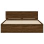Bed frame with oak brown headboard 150x200 cm by , Beds and slatted bases - Ref: Foro24-3207482, Price: 226,56 €, Discount: %