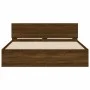 Bed frame with oak brown headboard 140x200 cm by , Beds and slatted bases - Ref: Foro24-3207489, Price: 196,61 €, Discount: %