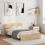 Sonoma oak bed frame with headboard 120x190 cm by , Beds and slatted bases - Ref: Foro24-3207513, Price: 185,25 €, Discount: %