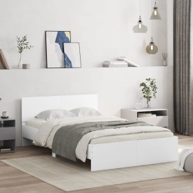 White bed frame with headboard 120x190 cm by , Beds and slatted bases - Ref: Foro24-3207511, Price: 173,76 €, Discount: %
