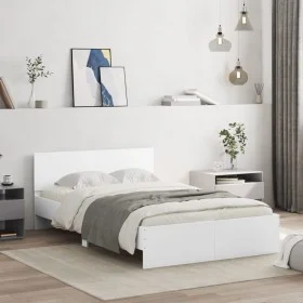 White bed frame with headboard 120x190 cm by , Beds and slatted bases - Ref: Foro24-3207511, Price: 170,31 €, Discount: %