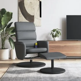 Reclining massage chair with footrest in gray synthetic leather by , Armchairs - Ref: Foro24-356730, Price: 137,40 €, Discoun...