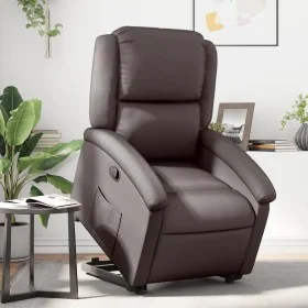 Dunkelbrauner, hochklappbarer Relaxsessel aus echtem Leder von , Sessel - Ref: Foro24-3204263, Preis: 404,68 €, Rabatt: %