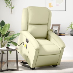 Cremefarbener, anhebbarer Massagesessel aus echtem Leder von , Sessel - Ref: Foro24-3204268, Preis: 389,74 €, Rabatt: %