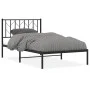 Bed frame with black metal headboard 100x190 cm by , Beds and slatted bases - Ref: Foro24-374431, Price: 73,59 €, Discount: %