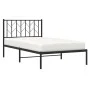 Bed frame with black metal headboard 100x190 cm by , Beds and slatted bases - Ref: Foro24-374431, Price: 73,59 €, Discount: %