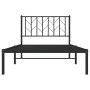 Bed frame with black metal headboard 100x190 cm by , Beds and slatted bases - Ref: Foro24-374431, Price: 73,59 €, Discount: %