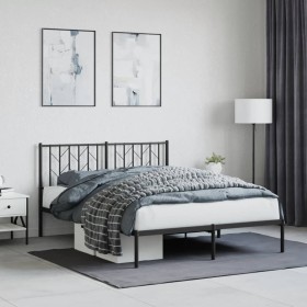 Bed frame with black metal headboard 140x200 cm by , Beds and slatted bases - Ref: Foro24-374438, Price: 125,42 €, Discount: %