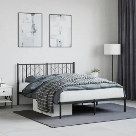 Bed frame with black metal headboard 140x200 cm by , Beds and slatted bases - Ref: Foro24-374438, Price: 123,12 €, Discount: %