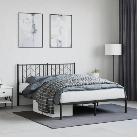 Bed frame with black metal headboard 140x200 cm by , Beds and slatted bases - Ref: Foro24-374438, Price: 125,68 €, Discount: %