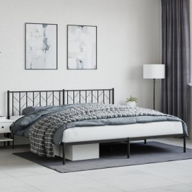 Estructura de cama con cabecero metal negro 200x200 cm de , Camas y somieres - Ref: Foro24-374444, Precio: 117,19 €, Descuent...