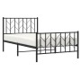 Bed frame with headboard and black metal footboard 100x200cm by , Beds and slatted bases - Ref: Foro24-374450, Price: 85,38 €...