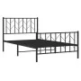 Bed frame with headboard and black metal footboard 100x200cm by , Beds and slatted bases - Ref: Foro24-374450, Price: 83,94 €...