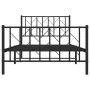 Bed frame with headboard and black metal footboard 100x200cm by , Beds and slatted bases - Ref: Foro24-374450, Price: 83,94 €...