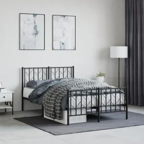Bed frame with headboard and footboard black metal 120x190 cm by , Beds and slatted bases - Ref: Foro24-374452, Price: 93,80 ...
