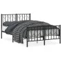 Estructura de cama con cabecero y pie metal negro 120x190 cm de , Camas y somieres - Ref: Foro24-374452, Precio: 93,80 €, Des...