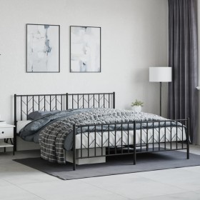 Black metal headboard and footboard bed frame 180x200cm by , Beds and slatted bases - Ref: Foro24-374459, Price: 146,48 €, Di...