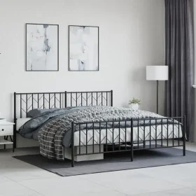 Black metal headboard and footboard bed frame 180x200cm by , Beds and slatted bases - Ref: Foro24-374459, Price: 143,80 €, Di...