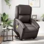 Sillón masaje eléctrico elevable cuero auténtico marrón oscuro de , Sillones - Ref: Foro24-3204275, Precio: 480,68 €, Descuen...
