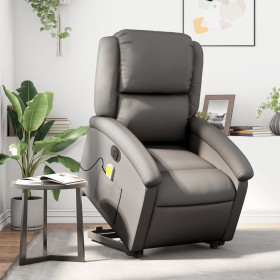 Sillón reclinable masaje eléctrico de pie cuero auténtico gris de , Sillones - Ref: Foro24-3204277, Precio: 448,34 €, Descuen...