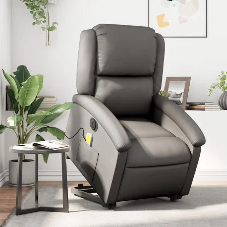 Grauer elektrischer Fußmassagesessel aus echtem Leder von , Sessel - Ref: Foro24-3204277, Preis: 452,82 €, Rabatt: %