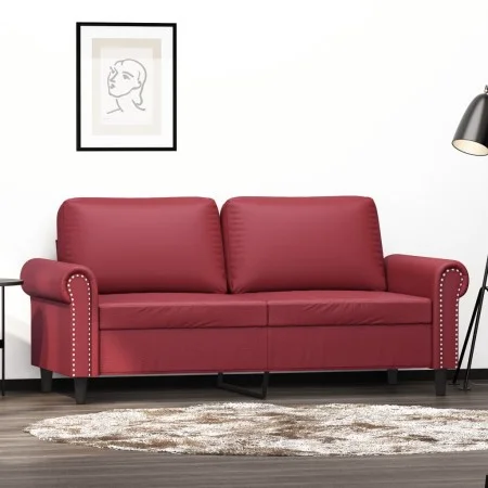 2 seater sofa in wine red synthetic leather 140 cm by , Sofas - Ref: Foro24-359507, Price: 227,94 €, Discount: %