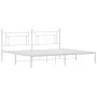 Metal bed frame with white headboard 193x203 cm by , Beds and slatted bases - Ref: Foro24-374394, Price: 105,56 €, Discount: %