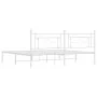Metal bed frame with white headboard 193x203 cm by , Beds and slatted bases - Ref: Foro24-374394, Price: 105,56 €, Discount: %