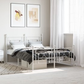 Estructura cama metal cabecero y pie de cama blanco 140x190 cm