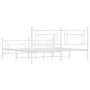 Metal bed frame with headboard and white footboard 180x200 cm by , Beds and slatted bases - Ref: Foro24-374410, Price: 139,53...