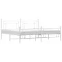 Metal bed frame with headboard and footboard white 193x203 cm by , Beds and slatted bases - Ref: Foro24-374412, Price: 133,79...