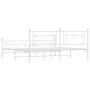 Metal bed frame with headboard and footboard white 193x203 cm by , Beds and slatted bases - Ref: Foro24-374412, Price: 133,79...