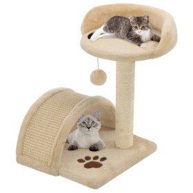 Rascador para gatos con poste de sisal 40 cm beige y marrón