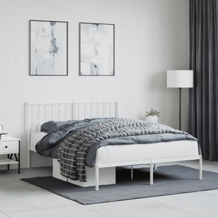 Metallbettgestell mit weißem Kopfteil 140x190 cm von , Betten und Lattenroste - Ref: Foro24-374486, Preis: 105,98 €, Rabatt: %