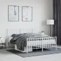 Metal bed frame with headboard and white footboard 135x190 cm by , Beds and slatted bases - Ref: Foro24-374503, Price: 94,83 ...