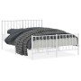 Bettgestell aus Metall mit Kopfteil und weißem Fußteil 135x190 cm von , Betten und Lattenroste - Ref: Foro24-374503, Preis: 9...