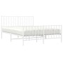 Bettgestell aus Metall mit Kopfteil und weißem Fußteil 135x190 cm von , Betten und Lattenroste - Ref: Foro24-374503, Preis: 9...