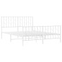 Metal bed frame with headboard and white footboard 135x190 cm by , Beds and slatted bases - Ref: Foro24-374503, Price: 95,95 ...