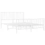 Metal bed frame with headboard and white footboard 135x190 cm by , Beds and slatted bases - Ref: Foro24-374503, Price: 94,83 ...