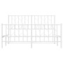 Bettgestell aus Metall mit Kopfteil und weißem Fußteil 135x190 cm von , Betten und Lattenroste - Ref: Foro24-374503, Preis: 9...
