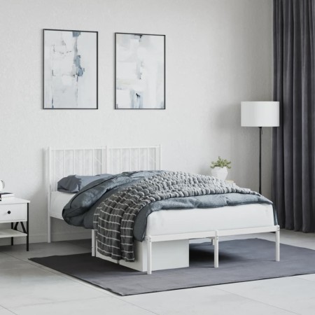 Bettgestell aus Metall mit weißem Kopfteil 120x200 cm von , Betten und Lattenroste - Ref: Foro24-374484, Preis: 87,91 €, Raba...