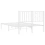 Metal bed frame with white headboard 120x200 cm by , Beds and slatted bases - Ref: Foro24-374484, Price: 86,81 €, Discount: %